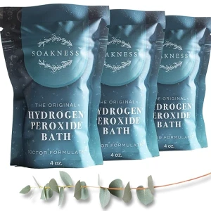 Sal de Epsom para baño de peróxido de hidrógeno, sales del Mar Muerto, arcilla de eucalipto, avena coloidal y peróxido de hidrógeno (3) paquete