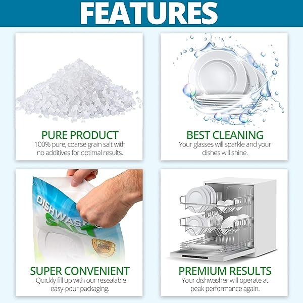 Sal para lavavajillas de 2,1 kg para suavizante – Recomendado para Meile, Bosch, Thermador, Whirlpool y todas las otras marcas - Image 3
