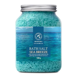 Sales Marinas de Baño 1300g con Aceite Esencial Natural de Naranja - Extractos de Ginseng y Algas - 100% Natural Sal Marina para un Buen Sueño - Relajación - Belleza - Cuidado Corporal