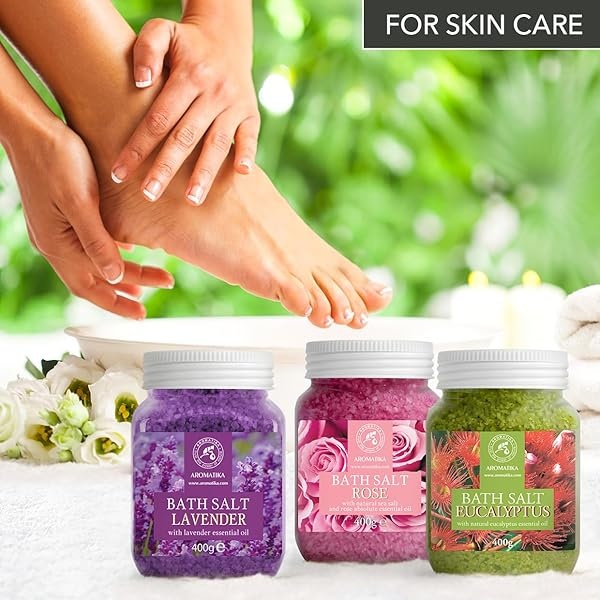 Sales de Baño Set 3x400g con Aceite 100% Natural Lavender - Rosas - Eucalipto - Mejor para Buen Sueño - Alivio del Estrés - Baño - Cuidado Corporal - Bienestar - Belleza - Relajación - Spa - Image 7