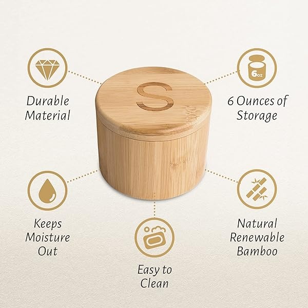 Scavyn Premium Bamboo Salt and Pepper Bowls - Salt Cellar with Magnetic Swivel Lids and Spoons - Salt Box Set of 2 - 3.5 x 3.0 inches - 6 oz - Image 5