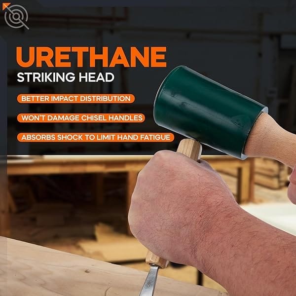 Schaaf - Herramientas para tallar madera de 15 onzas, pequeño mazo de madera, herramientas de madera, martillo de madera, mango cómodo que reduce la fatiga de la mano, ruido reductor de uretano, - Image 5