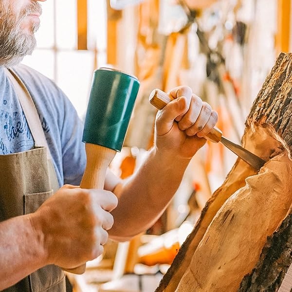 Schaaf - Herramientas para tallar madera de 15 onzas, pequeño mazo de madera, herramientas de madera, martillo de madera, mango cómodo que reduce la fatiga de la mano, ruido reductor de uretano, - Image 9