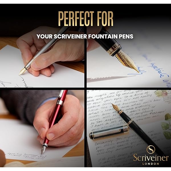 Scriveiner Cartuchos de tinta para pluma estilográfica, color azul, 20 cartuchos de tinta internacionales estándar, fabricados en el Reino Unido, el mejor cartucho para tu bolígrafo Scriveiner, tamaño de recambio se adapta a una amplia gama de plumas estilográficas - Image 5