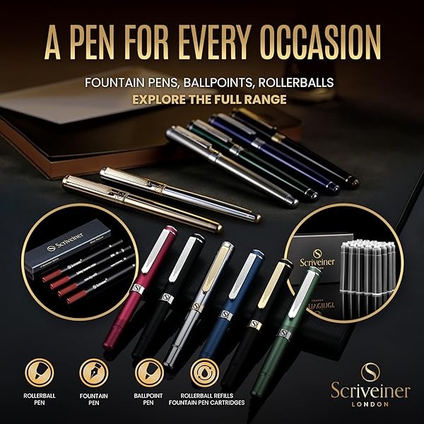 Scriveiner Cartuchos de tinta para pluma estilográfica, color azul, 20 cartuchos de tinta internacionales estándar, fabricados en el Reino Unido, el mejor cartucho para tu bolígrafo Scriveiner, tamaño de recambio se adapta a una amplia gama de plumas estilográficas - Image 6
