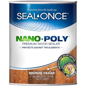 Seal-Once Nano+Poly - Sellador de madera penetrante con poliuretano - Sellador impermeable de alta calidad - 1 galón y cedro de bronce