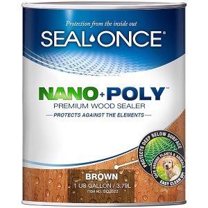 Sellador de madera con poliuretano (transparente) con base de agua, bajo COV, impermeabilizante para cubiertas, vallas, revestimiento y casas de troncos de Seal-ONCE