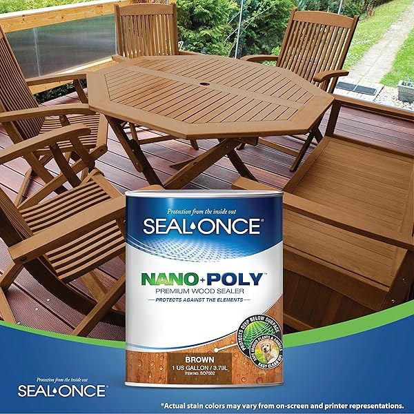Sellador de madera con poliuretano (transparente) con base de agua, bajo COV, impermeabilizante para cubiertas, vallas, revestimiento y casas de troncos de Seal-ONCE - Image 6
