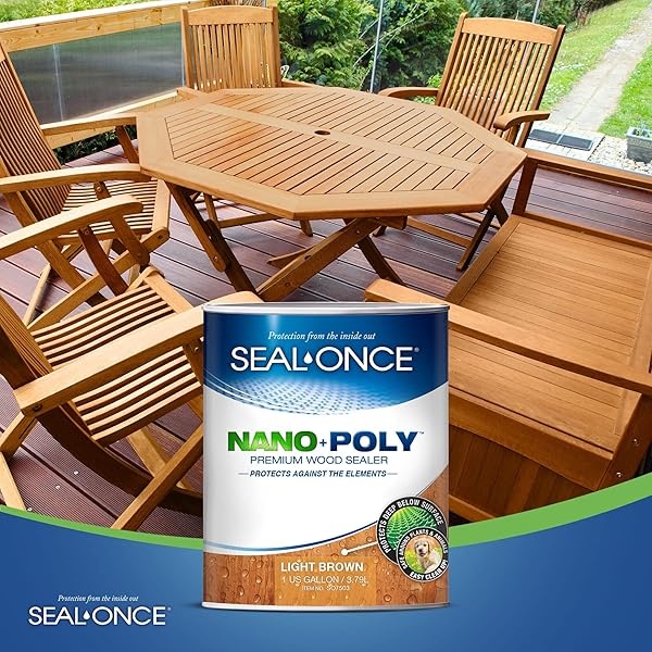 Sellador de madera de color café claro con poliuretano (transparente) a base de agua, bajo COV, impermeabilizante para cubiertas, vallas, revestimiento y casas de leña. - Image 6