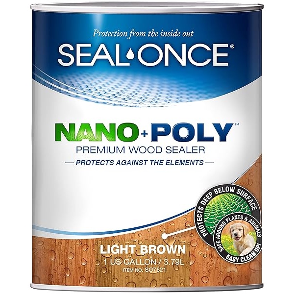Sellador de madera de color café claro con poliuretano (transparente) a base de agua, bajo COV, impermeabilizante para cubiertas, vallas, revestimiento y casas de leña.