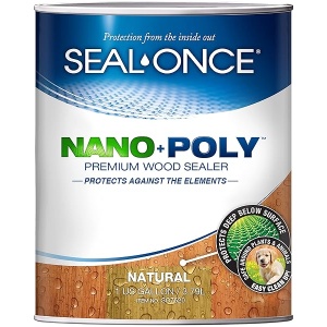 Sellador de madera penetrante natural con poliuretano (transparente) con base de agua, bajo COV, impermeabilizante para cubiertas, vallas, revestimiento y casas de leña. 1 galón