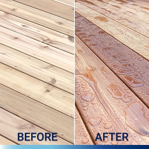 Sellador de madera penetrante natural con poliuretano (transparente) con base de agua, bajo COV, impermeabilizante para cubiertas, vallas, revestimiento y casas de leña. 1 galón - Image 5