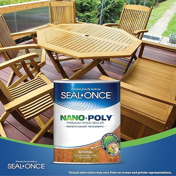 Sellador de madera penetrante natural con poliuretano (transparente) con base de agua, bajo COV, impermeabilizante para cubiertas, vallas, revestimiento y casas de leña. 1 galón - Image 6