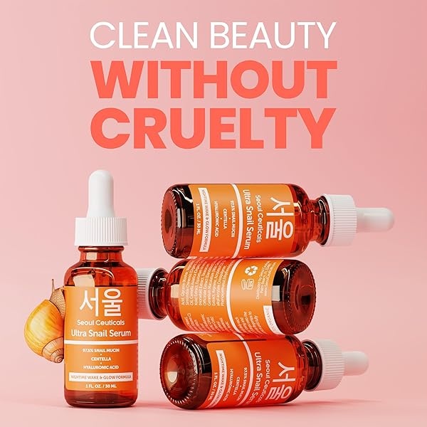 SeoulCeuticals Korean Skin Care Snail Mucin Serum - Korean Beauty Skincare Night Serum for Face - Contains Potent 97.5% K Beauty Snail + Hyaluronic Acid + Centella Asiatica Extremely Effective Anti Wrinkle Serum 1oz - Image 4