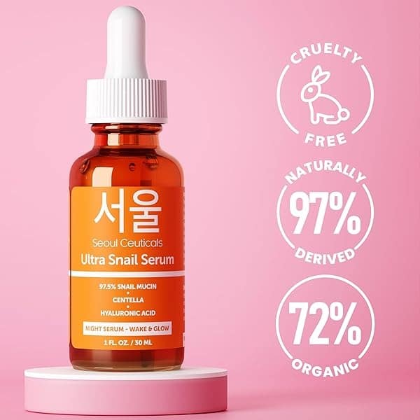 SeoulCeuticals Korean Skin Care Snail Mucin Serum - Korean Beauty Skincare Night Serum for Face - Contains Potent 97.5% K Beauty Snail + Hyaluronic Acid + Centella Asiatica Extremely Effective Anti Wrinkle Serum 1oz - Image 6