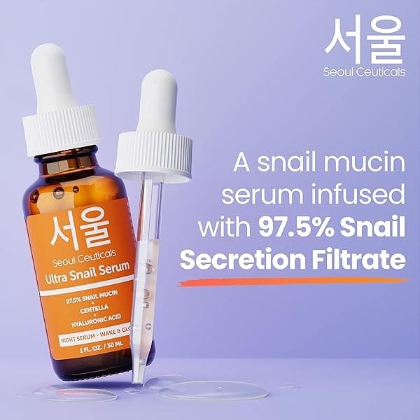 SeoulCeuticals Korean Skin Care Snail Mucin Serum - Korean Beauty Skincare Night Serum for Face - Contains Potent 97.5% K Beauty Snail + Hyaluronic Acid + Centella Asiatica Extremely Effective Anti Wrinkle Serum 1oz - Image 8