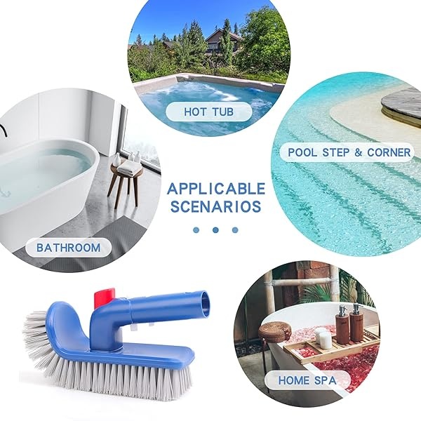 Sepetrel - Cabezal de cepillo para polvo de piscina para limpiar paredes de piscina, escalones y esquinas, cepillos giratorios de mano, para piscina en el piso, spa, baño, tina de hidromasaje, cocina - Image 5