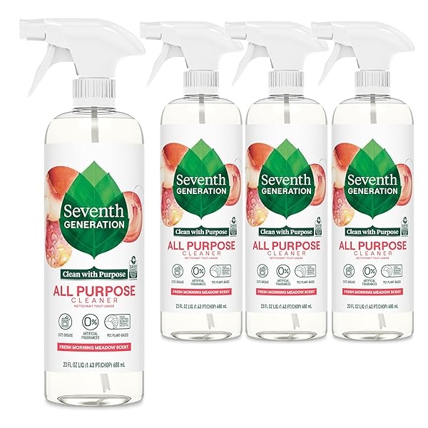 Seventh Generation Limpiador multiusos, fórmula desengrasante, aroma fresco de prado matutino, 23 onzas (paquete de 4)
