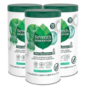 Seventh Generation Multi-Surface Wipes, Garden Mint scent, 70 Wipes, Pack of 3 (Packaging May Vary)