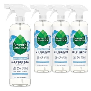 Seventh Generation Seventh Generation Limpiador multiusos gratis y transparente, 23 oz, 4 unidades, 23 onzas líquidas