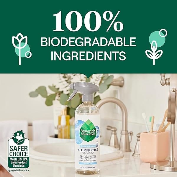 Seventh Generation Seventh Generation Limpiador multiusos gratis y transparente, 23 oz, 4 unidades, 23 onzas líquidas - Image 6