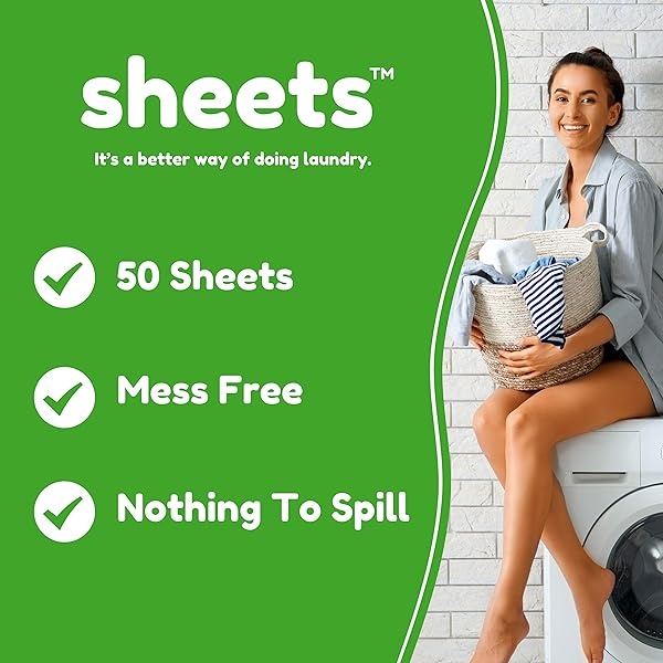 Sheets Laundry Club - Hasta 100 cargas - 50 hojas - Como se ve en Shark Tank - Hojas de detergente para ropa - Sin fragancia - Sin jarra de plástico - Nueva tecnología sin líquido - Ecológico ligero - Image 6