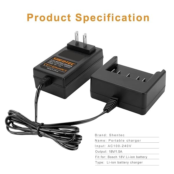 Shentec Cargador de batería de 18 V de iones de litio compatible con Bosch 18 V BAT609 BAT609G BAT618 BAT618G BAT619 BAT619G BAT610G 2607336169 2607336170 2607336236 26073333336 66 de 9 de 2607336092 - Image 3