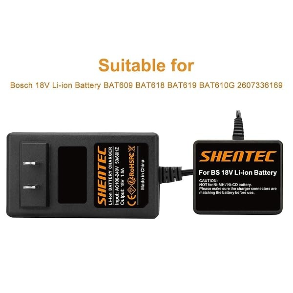 Shentec Cargador de batería de 18 V de iones de litio compatible con Bosch 18 V BAT609 BAT609G BAT618 BAT618G BAT619 BAT619G BAT610G 2607336169 2607336170 2607336236 26073333336 66 de 9 de 2607336092 - Image 5