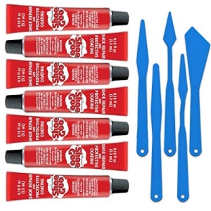 Shoe Goo - calcomanía de reparación para fijación de zapatos o botas desgastados, transparente, 7 tubos de 0.1 onzas, juego de herramientas para esparcidor Pixiss