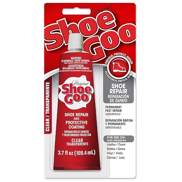 Shoe Goo - calcomanía de reparación para fijar zapatos o botas desgastados, transparente, 3.4 onzas (109.4 ml), 10 puntas aplicadoras de punta de corte y juego de herramientas para esparcidor Pixiss - Image 10