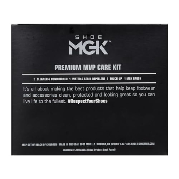 Shoe MGK MVP Kit limpiador de zapatos limpiador y acondicionador de zapatos, repelente de agua y manchas, retoque y cepillo para polvo blanco, Azul, Mediem - Image 4