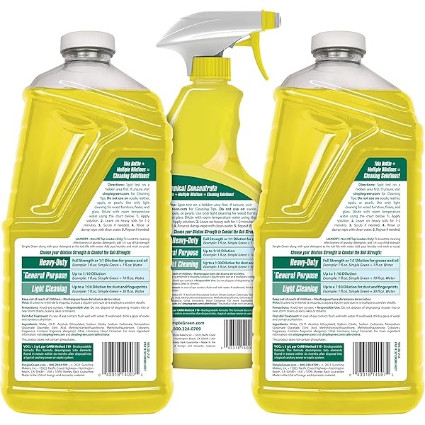 Simple Green Limpiador multiusos – Quitamanchas para ropa, tela y alfombra, limpia suelos e inodoros, desengrasa hornos y sartenes (limón, spray de 32 onzas y recambio de 2 a 64 onzas) - Image 9