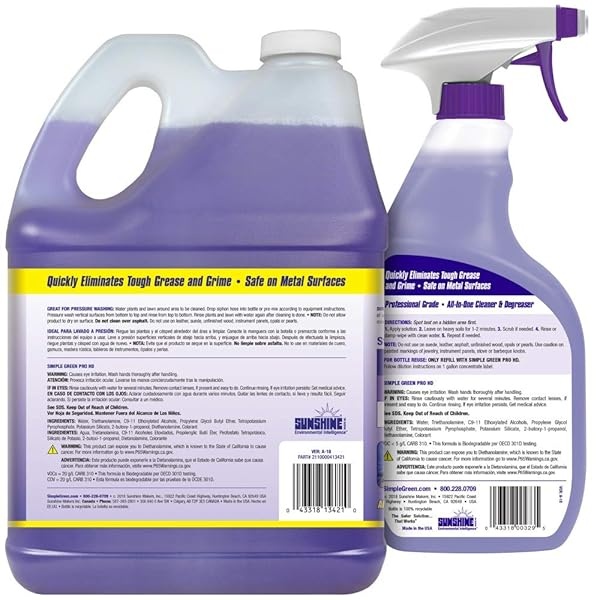 Simple Green Pro HD Limpiador concentrado y desengrasante "púrpura" – resistente, profesional, automotriz, restaurante, cocinas, parrillas, hornos – Spray de 32 onzas y 1 gal de repuesto (paquete de 2) - Image 3