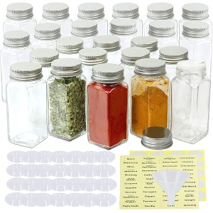 Simple Houseware - Frascos cuadrados de 4 onzas con etiquetas