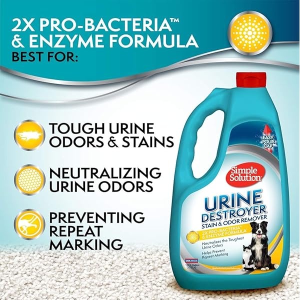 Simple Solution - Destructor de orina para Mascotas | Limpiador enzimático con 2 x Poder de Limpieza Pro-Bacterias | Dirige Manchas y olores de orina | 1 galón - Image 4