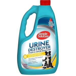 Simple Solution - Destructor de orina para Mascotas | Limpiador enzimático con 2 x Poder de Limpieza Pro-Bacterias | Dirige Manchas y olores de orina | 1 galón