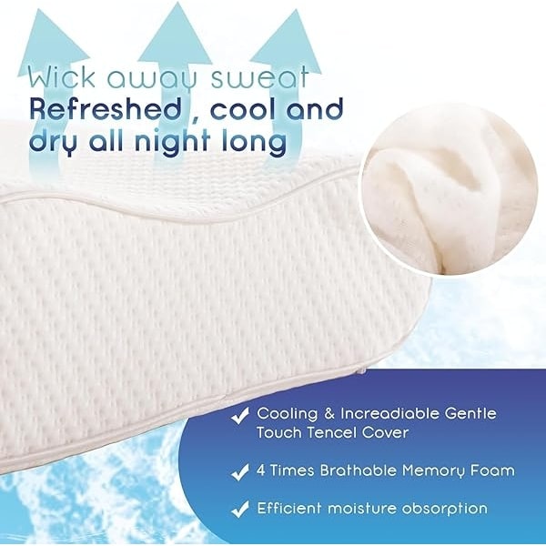 Sinomax - Almohada cervical y cuello de espuma viscoelástica de contorno – Almohada de cuello de diamante dorado para apoyo de espalda y personas que duermen de lado, 22 x 14 x 4-5 pulgadas (estándar) - Image 4