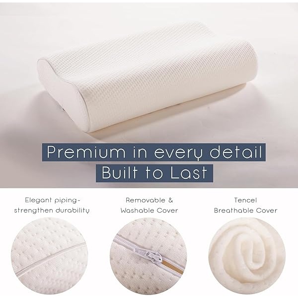 Sinomax - Almohada cervical y cuello de espuma viscoelástica de contorno – Almohada de cuello de diamante dorado para apoyo de espalda y personas que duermen de lado, 22 x 14 x 4-5 pulgadas (estándar) - Image 7