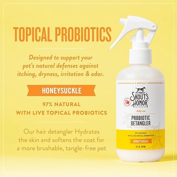 Skout's Honor: Desenredador probiótico – 8 fl oz – Hidrata y desodoriza el pelo, soporta las defensas naturales de mascotas, pH equilibrado y libre de sulfatos con aceite de aguacate - Image 6