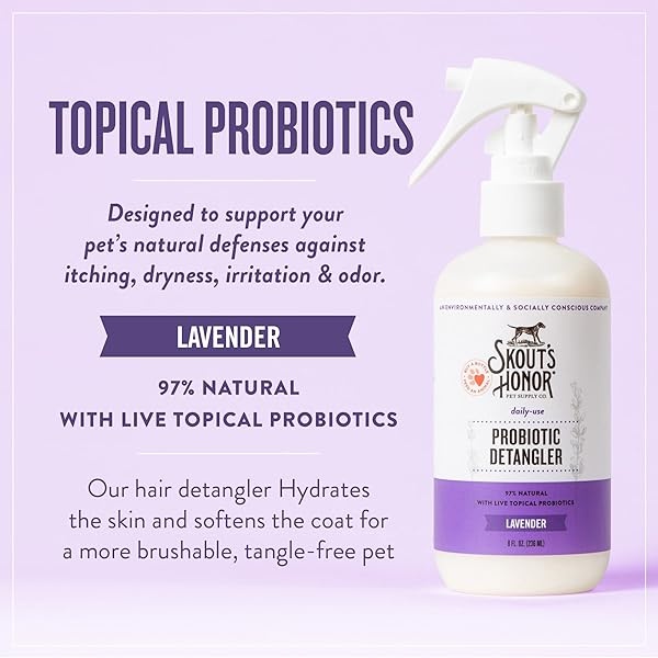 Skout's Honor: Desenredador probiótico – 8 fl oz – Hidrata y desodoriza el pelo, soporta las defensas naturales de mascotas, pH equilibrado y libre de sulfatos con aceite de aguacate - Image 5