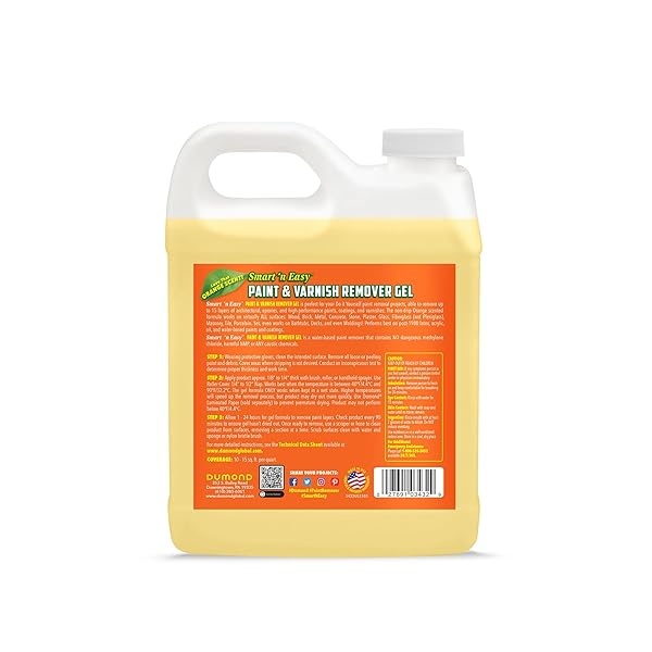 Smart 'n Easy Gel removedor de pintura y barniz – Eliminador de pintura fácil – Tiras múltiples capas de acrílico, látex, aceite y pinturas y barnices a base de agua, aroma cítrico naranja – 32 onzas - Image 3