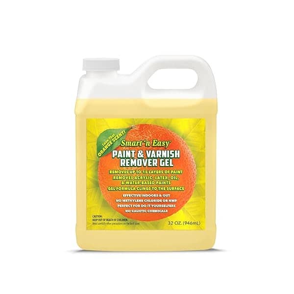 Smart 'n Easy Gel removedor de pintura y barniz – Eliminador de pintura fácil – Tiras múltiples capas de acrílico, látex, aceite y pinturas y barnices a base de agua, aroma cítrico naranja – 32 onzas