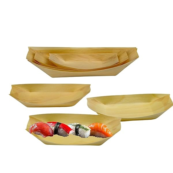 Snowkingdom - Paquete de 200 platos desechables de madera para barco, de 8 pulgadas, mejor que el bambú, biodegradables, ecológicos, para fiestas - Image 3