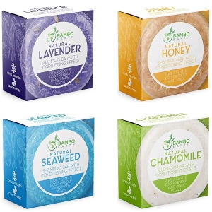 Solid Shampoo Bar And Conditioner Effect Hair Soap - 4 Pack 100% Organic Shampoo Bars For Hair With All Natural Plant Based Essential Oils And Eco Fri
