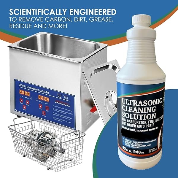 Solución limpiadora ultrasónica para carburadores y piezas del motor, solución de limpieza ultrasónica y compuesto de lavado para lavadoras ultrasónicas y de inmersión, concentrado (32 oz) - Image 3