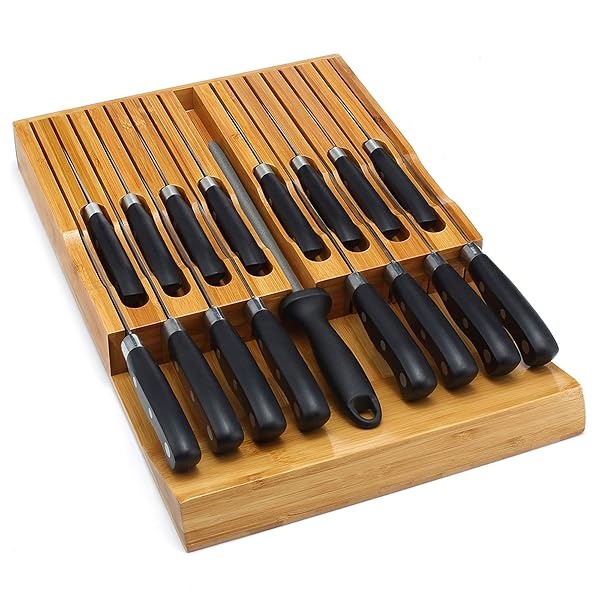Soporte para cuchillos, juego de cuchillos y cajones de almacenamiento para 16 cuchillos