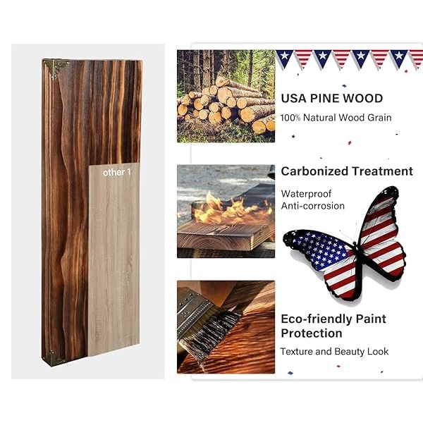 Soroel Juego de 2 estantes flotantes de madera rústica, estantes de almacenamiento de madera, montados en la pared, gruesos y anchos de madera natural, pequeños estantes, decoración para sala de estar, dormitorio, baño, cocina, marrón, 40,6 cm - Image 3