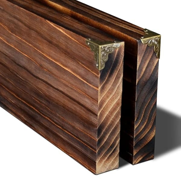 Soroel Juego de 2 estantes flotantes de madera rústica, estantes de almacenamiento de madera, montados en la pared, gruesos y anchos de madera natural, pequeños estantes, decoración para sala de estar, dormitorio, baño, cocina, marrón, 40,6 cm - Image 4