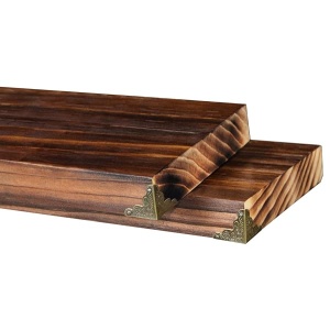 Soroel Juego de 2 estantes flotantes de madera rústica, estantes de almacenamiento de madera, montados en la pared, gruesos y anchos de madera natural, pequeños estantes, decoración para sala de estar, dormitorio, baño, cocina, marrón, 40,6 cm