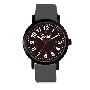 Speidel Original Scrub Reloj – Colores de exfoliación médicos, esfera fácil de leer, segunda mano, resistente al agua, Gris con esfera negra.